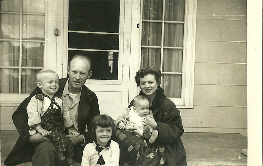 d. Hawkins_ front porch_ Eric_ Daddy_ Kathleen_ Mother_ Becky_ SLC_ UT_ early 1954