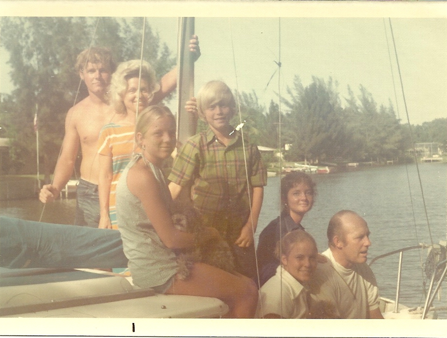 n. Eric_ Mother_ Loretta_ Wesley_ Kathleen_ Becky_ Daddy_ Joliet and Poo-Poo_ Cocoa Beach_ FL_ 1973